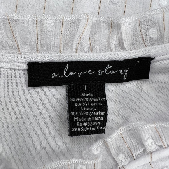 LARGE WHITE FRILLY BLOUSE RUFFLE ACCENT ACADEMIA A LOVE STORY - Picture 7 of 9